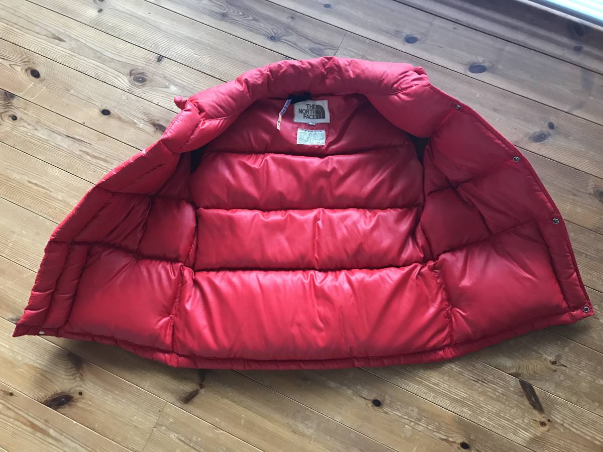 70's 初期 茶タグ USA製 希少サイズ L ノースフェイス ナイロン ダウン ベスト メンズ 、 ヴィンテージ 70年代 The North Face カラー 赤_画像3