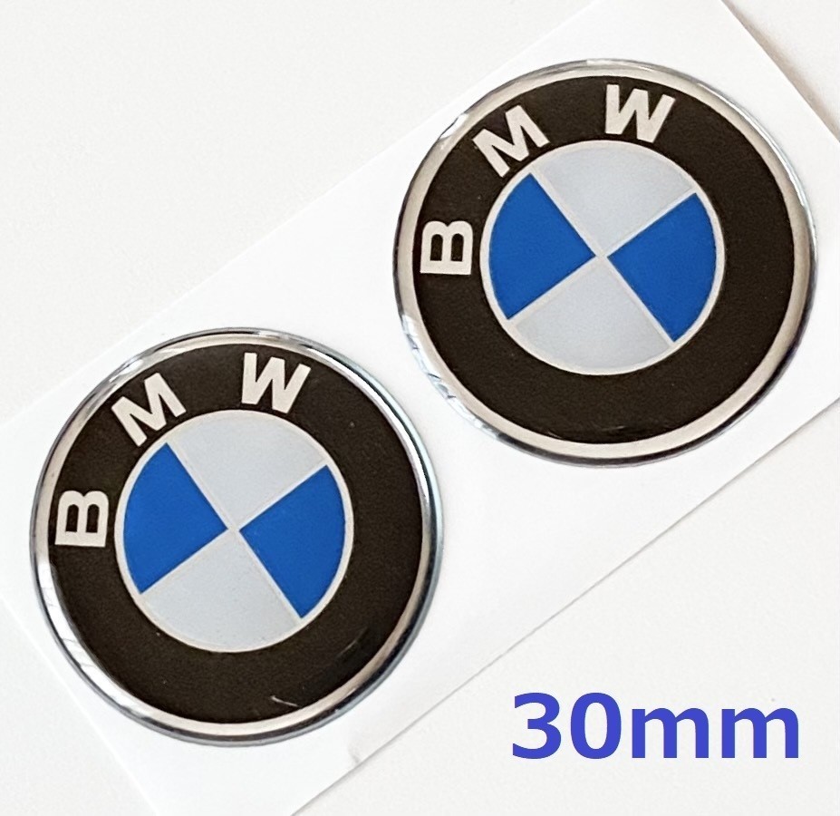 BMW エンブレムステッカー エポキシ シール エンブレムロゴ バイク 車 燃料タンク ウインドウ 内装 ドレスアップ 青ブルー 30mm 2枚_画像1