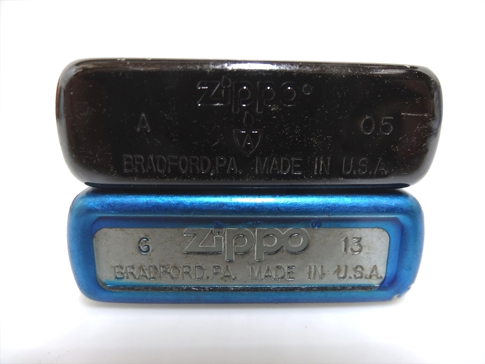 ZIPPO ARMOR アーマー ブラックコーティング Aマーク 2005年・ブルー 2013年 2点まとめて_画像3