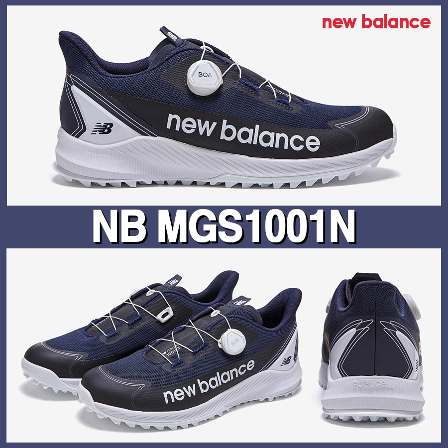 2.2万 試着程度超美品 22年製 New Balance ニューバランス MGS1001N GOLF ゴルフシューズ FuelCell 1001 v3 SL BOA ネイビー系 27.5cm