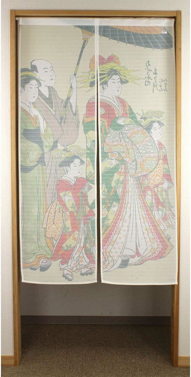 新品　 暖簾　のれん 浮世絵のれん 花魁道中 暖簾 お土産 日本製 85ｘ150ｃｍ_画像2