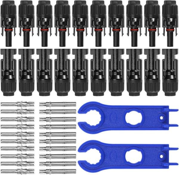 10組 セット MC4コネクター ソーラーパネル 接続ケーブル用 MC4型コネクター (オス・メス) MC4コネクタ 取り付けレンチ 2本 N521_画像1