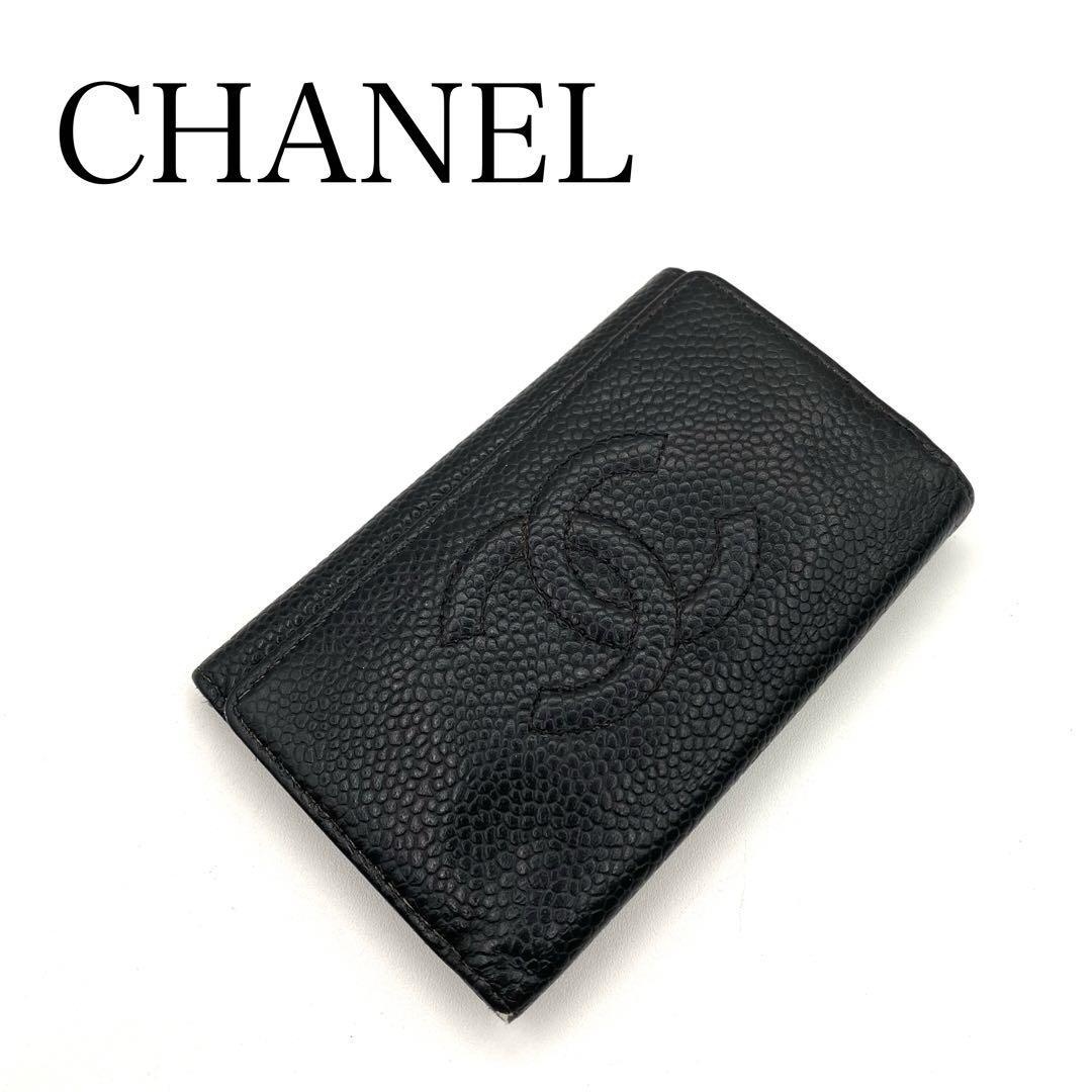 CHANEL シャネル 6連キーケース ブラック レザー キャビアスキン ココ