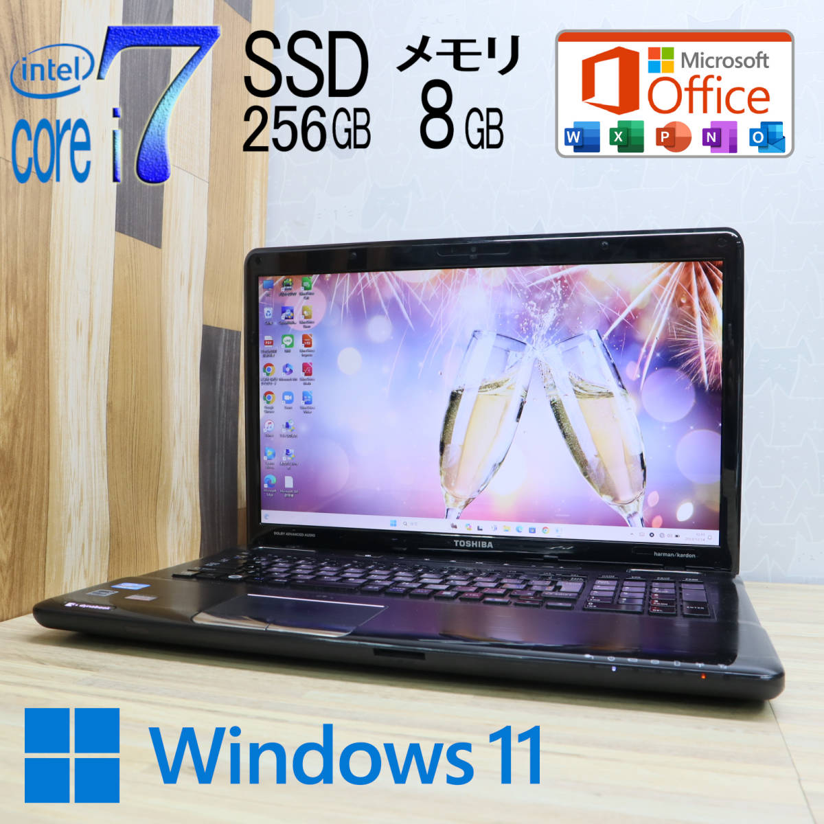 ★中古PC 最上級4コアi7！新品SSD256GB メモリ8GB★T571 Core i7-2670QM グラボ搭載 Webカメラ Win11 MS Office 中古品 ノートPC★P56643_画像1