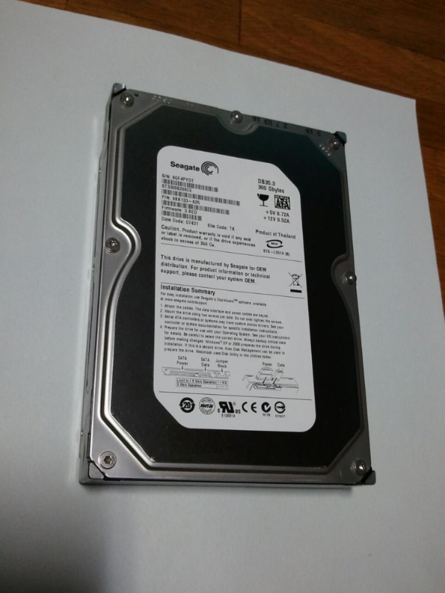 即決☆東芝RDシリーズレコーダー用HDD ☆Seagate製 300GB/3.5インチ/SATA/ST3300820SCE☆_Seagate製 HDD/300GB