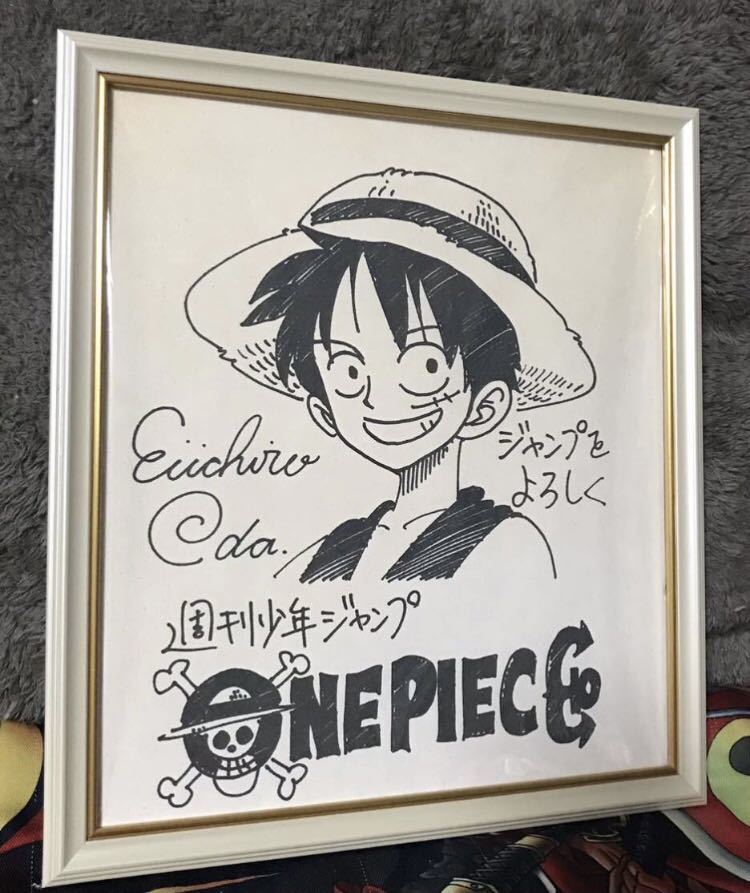 送料無料　ワンピース　非売品　尾田栄一郎先生　サイン入り色紙　ONE PIECE 販促物　少年ジャンプ　複製原画