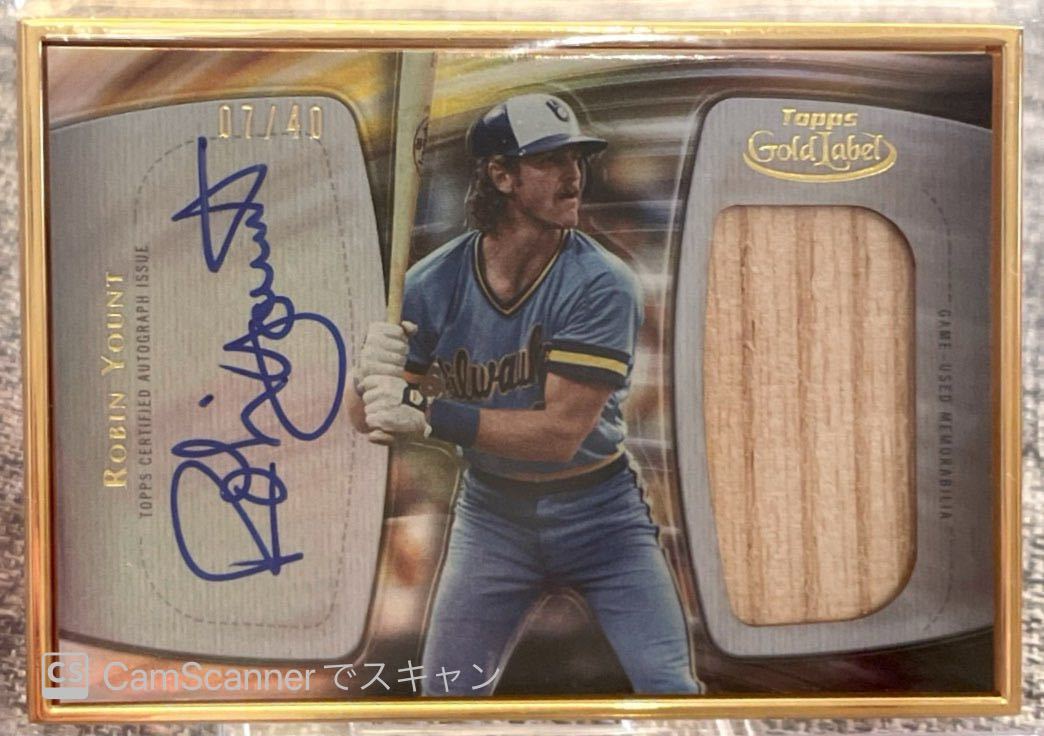 Topps Gold label 2022 Robin Yount Golden Greats Framed Jumbo auto relic card 直筆サインカード 07/40 Brewers_画像1
