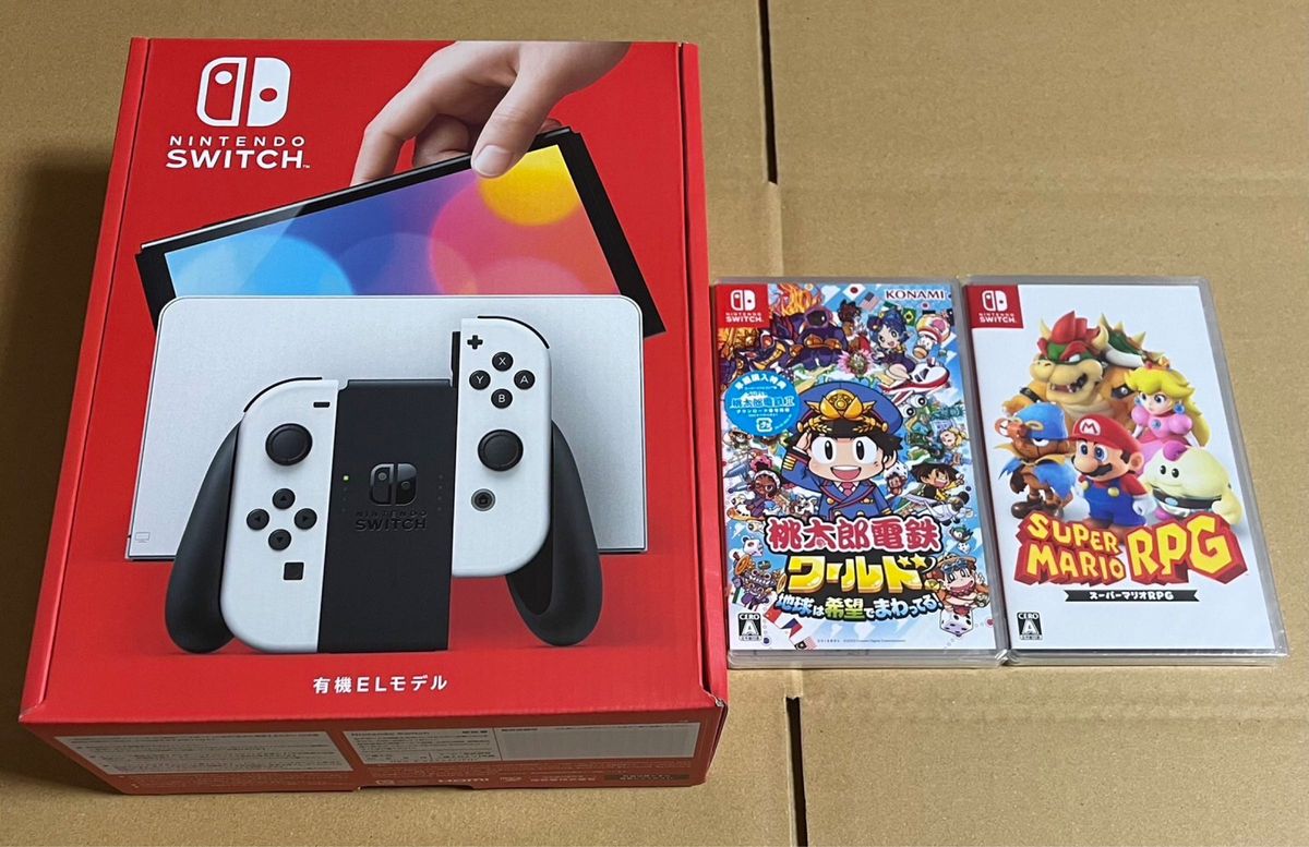 新品未開封 ニンテンドースイッチ 有機EL ホワイト　本体 ＋桃太郎電鉄ワールド+スーパーマリオRPG オマケ付き