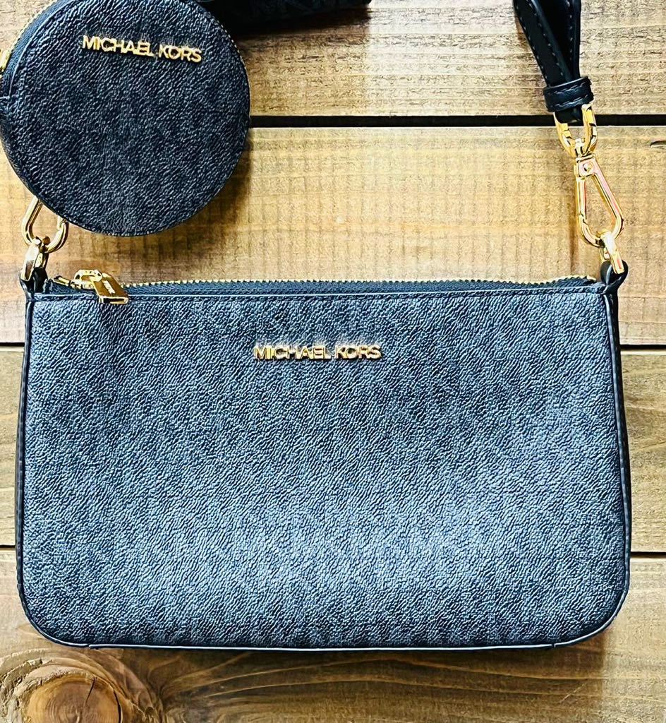 ◇1円 ★ 美品 MICHAEL KORS マイケルコース JET SET TRAVEL クロスボディ スモール - MKシグネチャー W テックアクセサリー黒 ブラック_画像3