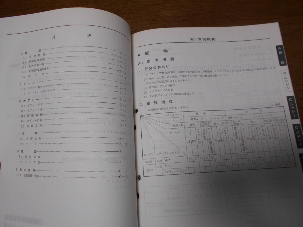 I3948 / シビリアン / CIVILIAN W40型車変更点の紹介 新型車解説書 追補版Ⅴ 94-1_画像2