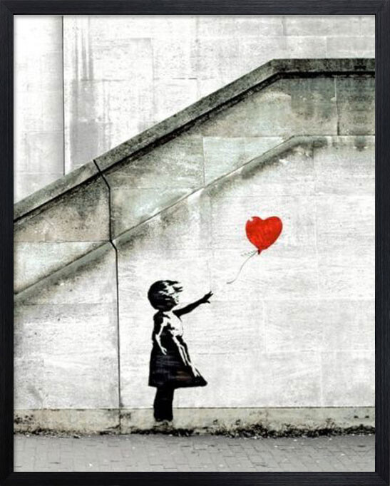 新品 アートフレーム バンクシー Banksy Red Balloon (正規ライセンス品）/ 風船 少女 現代アート 赤い_画像1