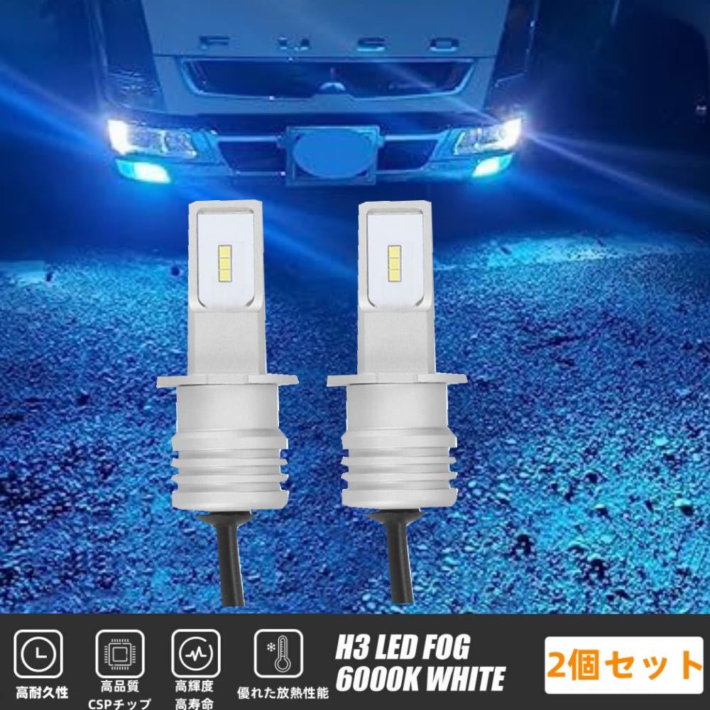 12V/24V H3 バルブ 72W CSPチップ 高爆光 6LED フォグランプ 無極性 2個セット (アイスブルー) _画像3