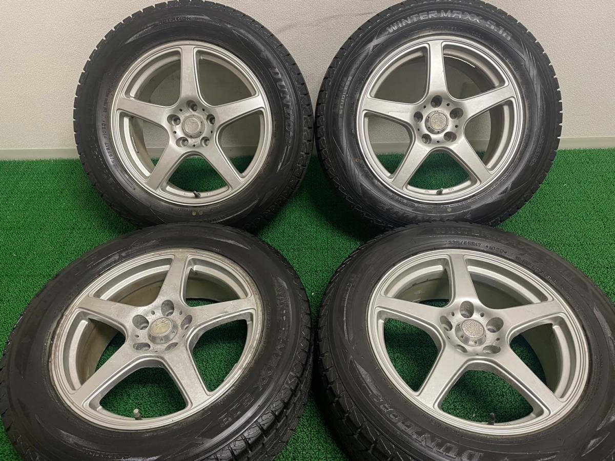 ＜冬用即決品!!＞Weds 17in 7J PCD114.3 5穴 ダンロップ ウィンターマックス SJ8 225/65R17 RAV4 ハリアー エクストレイル CX-5 CX-3 即納_画像1