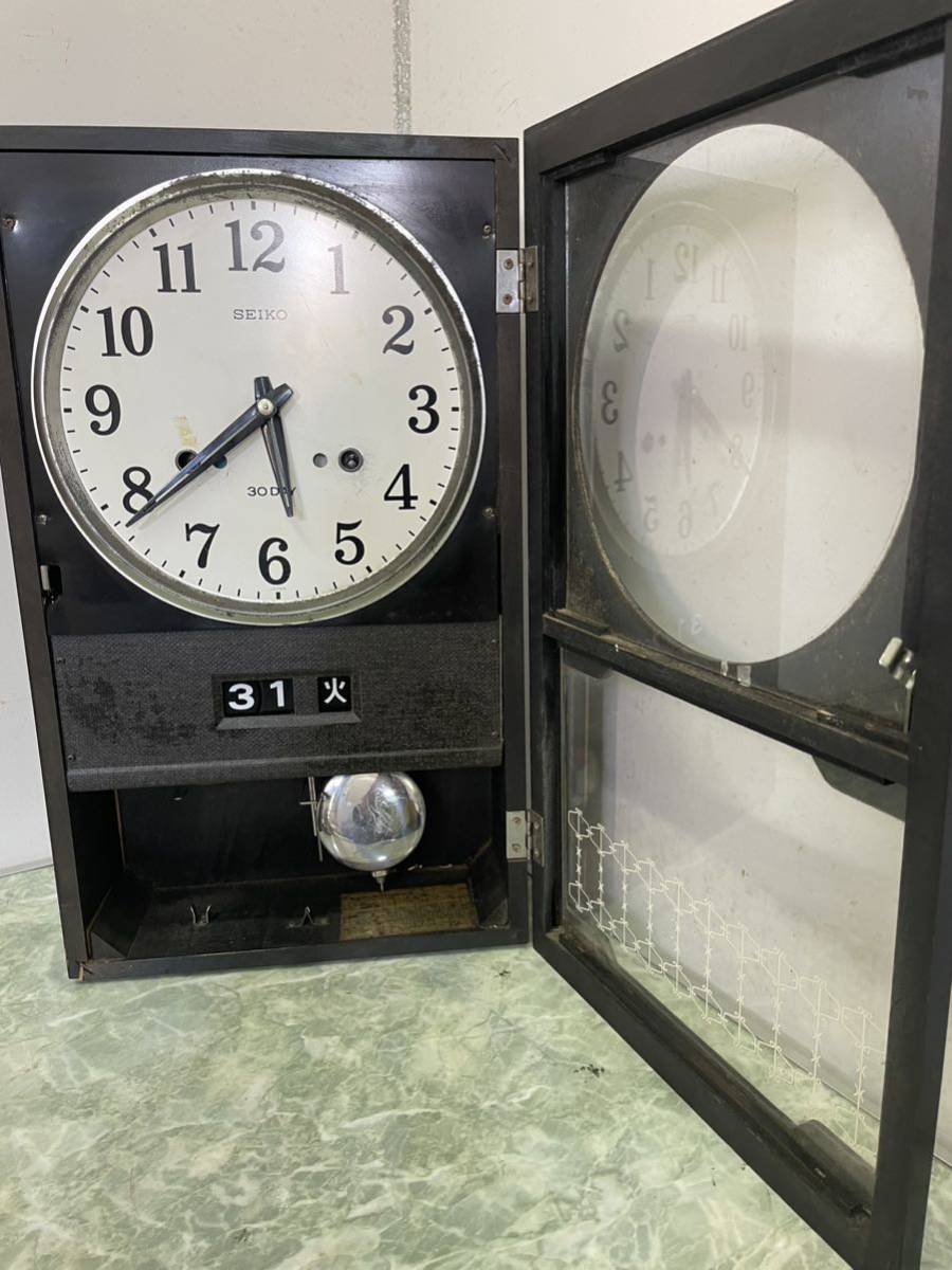 セイコー レトロ 振り子時計 掛時計 アンティーク 1ヶ月巻き時計　ゼンマイがない為ジャンク_画像2