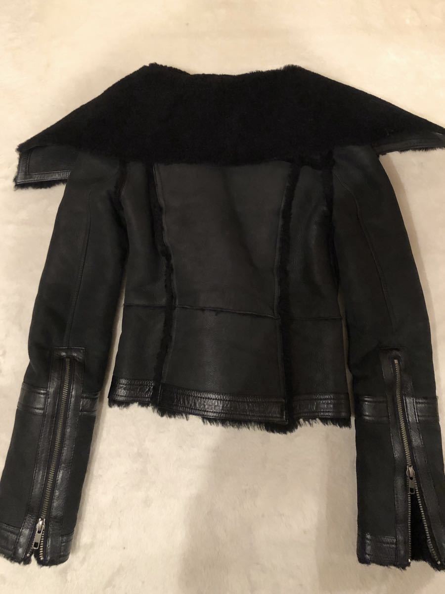 hal羊革リアルムートンラムレザーライダースジャケットコート黒超美品