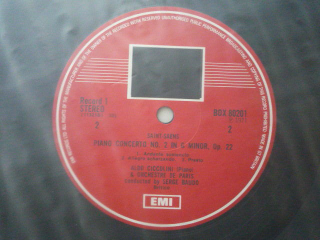 B70-14 英HMV盤3LP サン・サーンス/ピアノ協奏曲全集 チッコリーニ/ボド/パリO_画像3