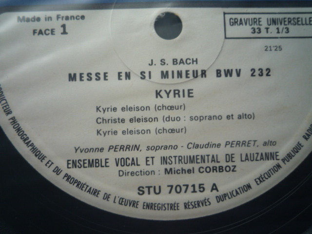 B70-19 仏ERATO盤3LP バッハ/ミサ曲BWV232 コルボ/ローザンヌCOの画像2