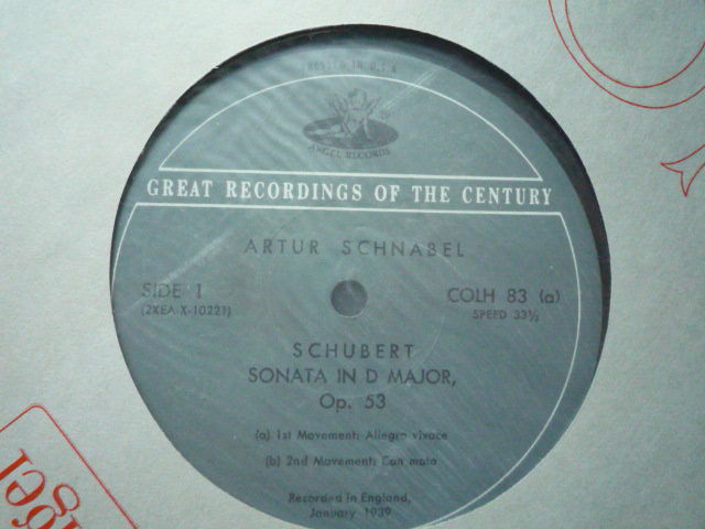 SA84 米Angel盤LP シューベルト/ピアノ・ソナタOp.53、D.850 シュナーベルの画像3
