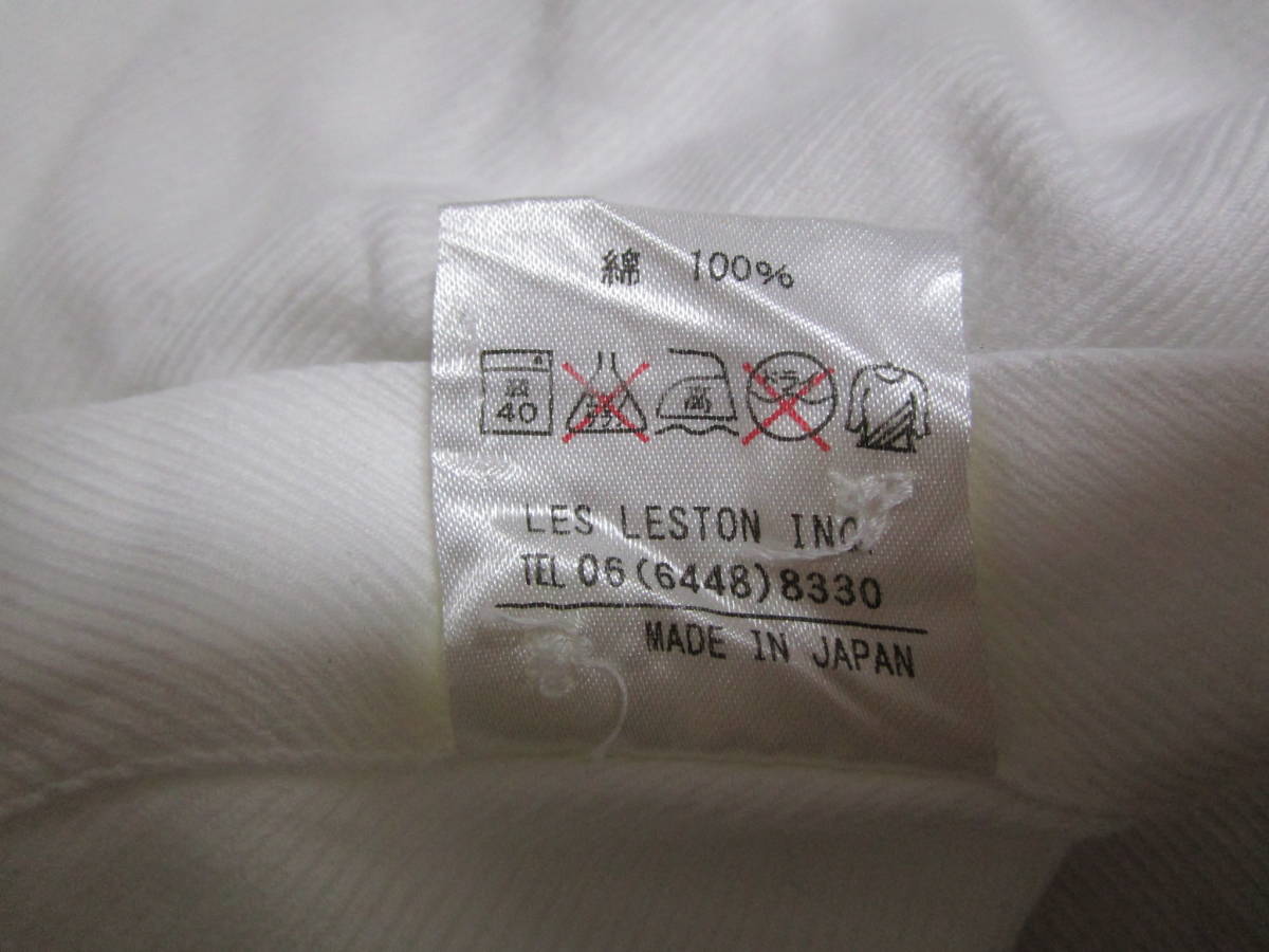 超特価!即決!LES LESTON レスレストン メンズ 長袖 コットン ドレスシャツ 秋冬生地 ホワイト無地 size 16 1/2 綿100% 日本製の画像8