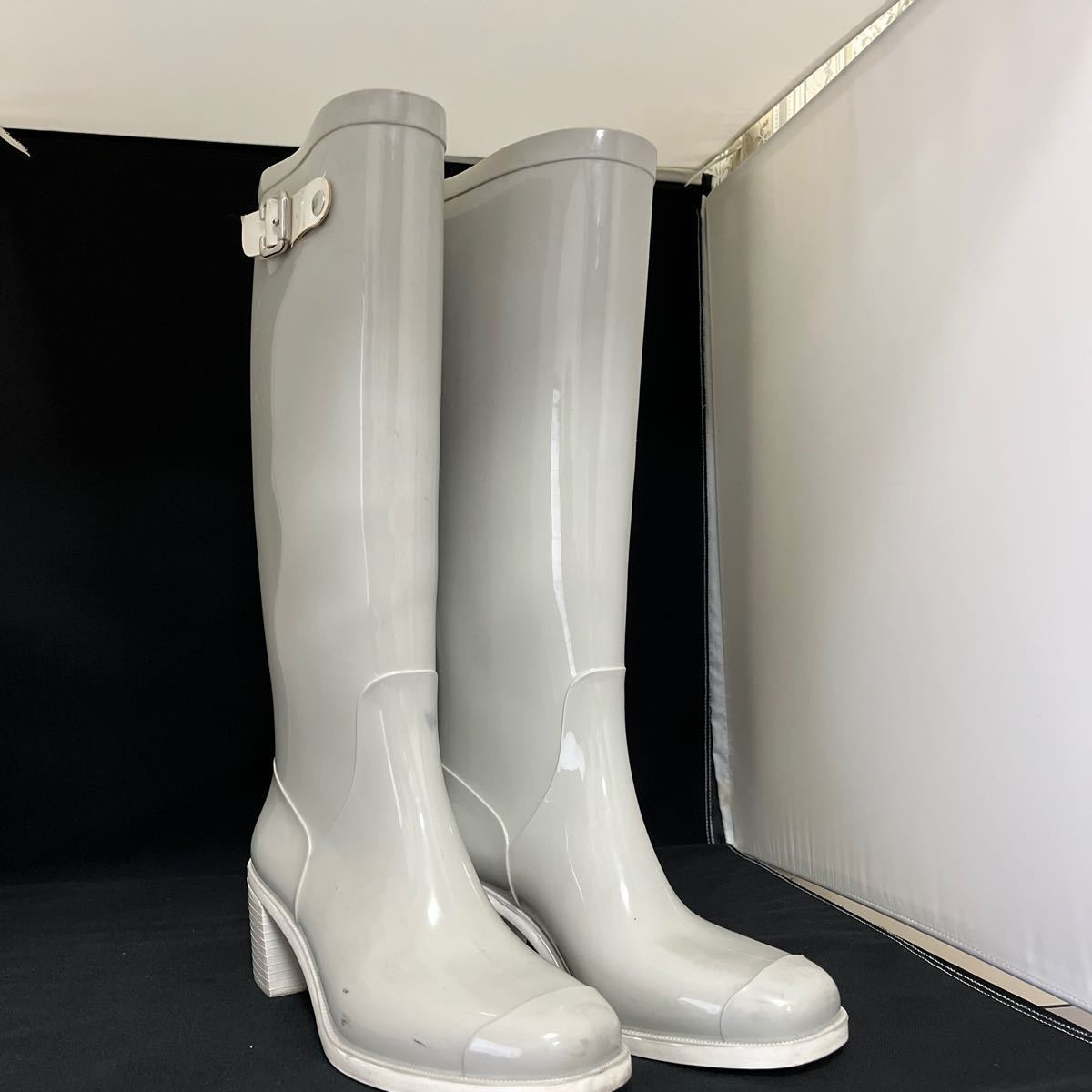  rain boots long height Raver light gray MADE IN ITALY long boots rain shoes size 36