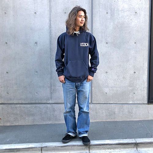 スタンダードカリフォルニア/StandardCalifornia SD R.W. USDCA Hood Sweat navy XL 1回着用 美品 リバースウィーブ USチャンピオンボディ_画像1