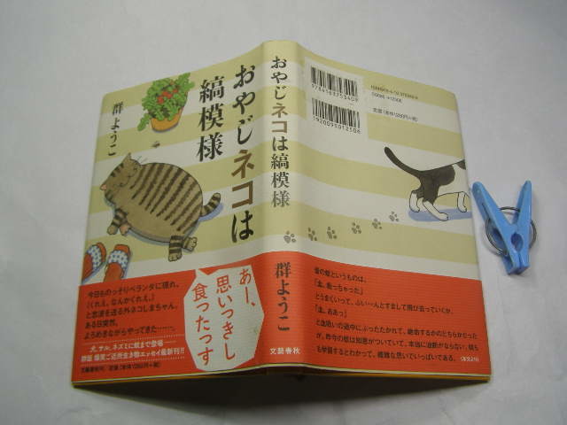  群ようこ著 おやじネコは縞模様 初版中古帯付良品 単行本 文芸春秋2012年1刷 定価1250円 237頁 単行本2冊程迄送188_光の反射や映り込み有