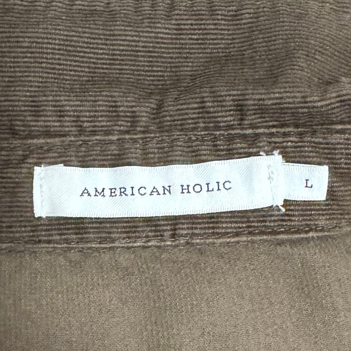 【美品】アメリカンホリック　コールテンシャツワンピース　AMERICAN HOLIC　ブラウン　L ブラウン