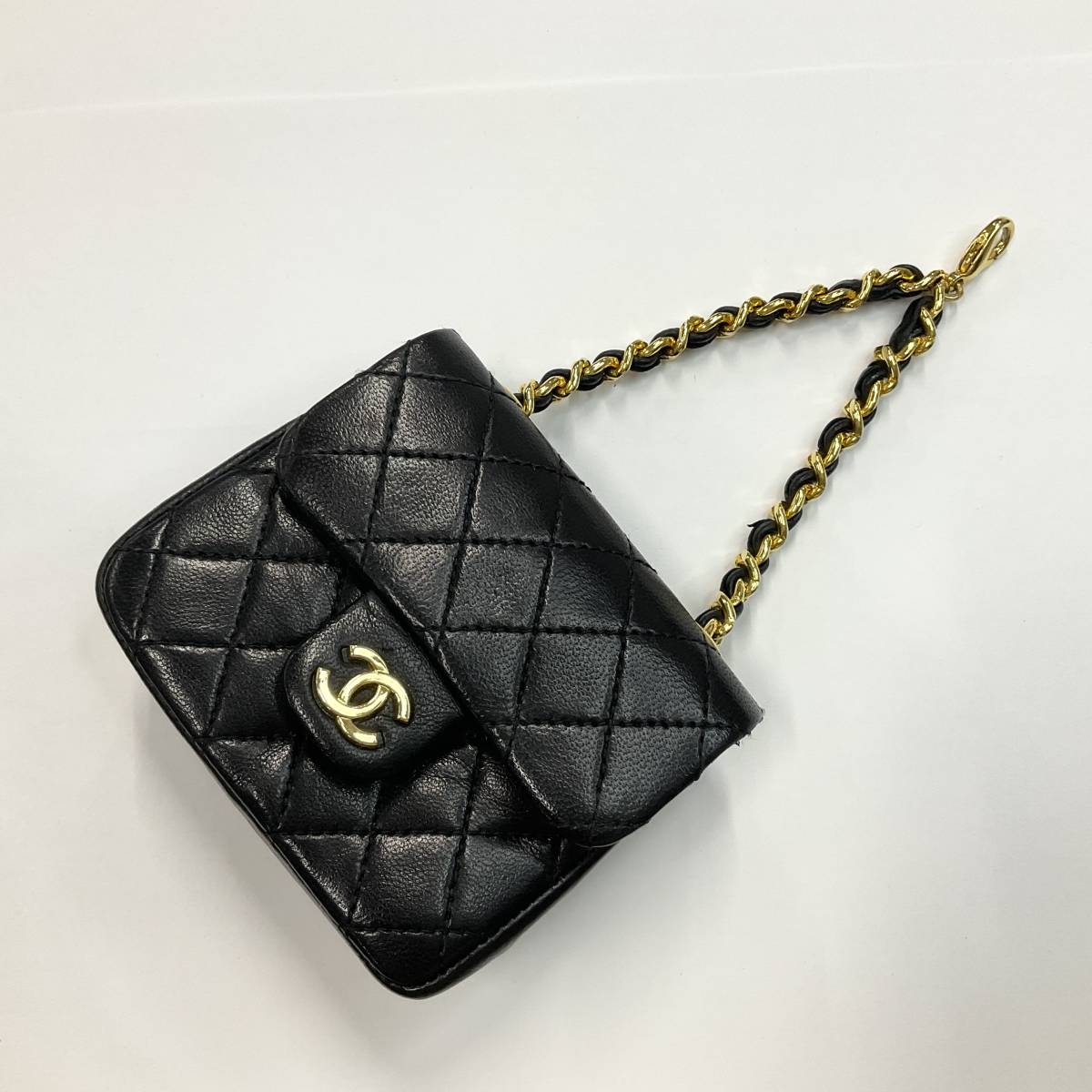 8473 Chanel здесь Mark Mini Mini matelasse овчина сумка очарование черный 