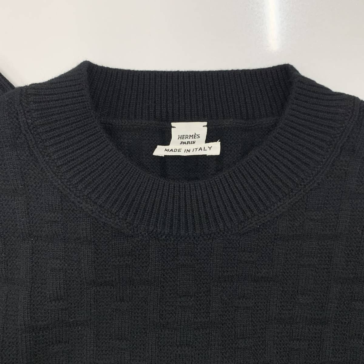 8740 未使用 エルメス ワンピース ウール 半袖 ニット ブラック 8740 未使用 エルメス ワンピース ウール 半袖 ニット ブラック