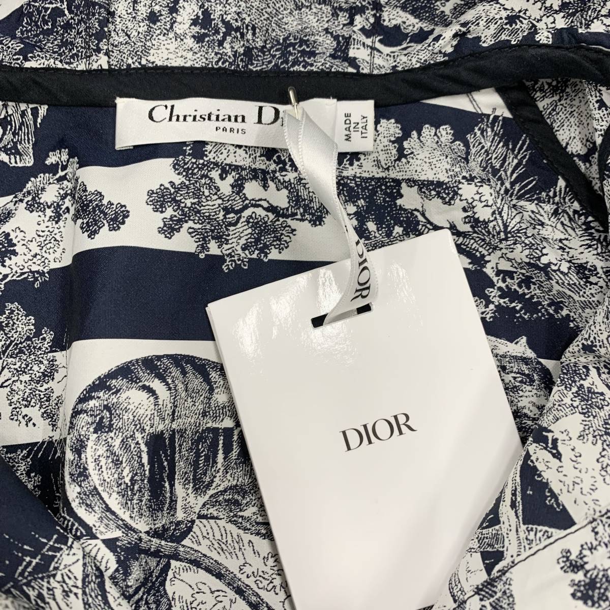 8923 クリスチャンディオール Christian Dior Parisシグネチャー ワンピース 半袖 フロントジップ フーディ ネイビー_画像7