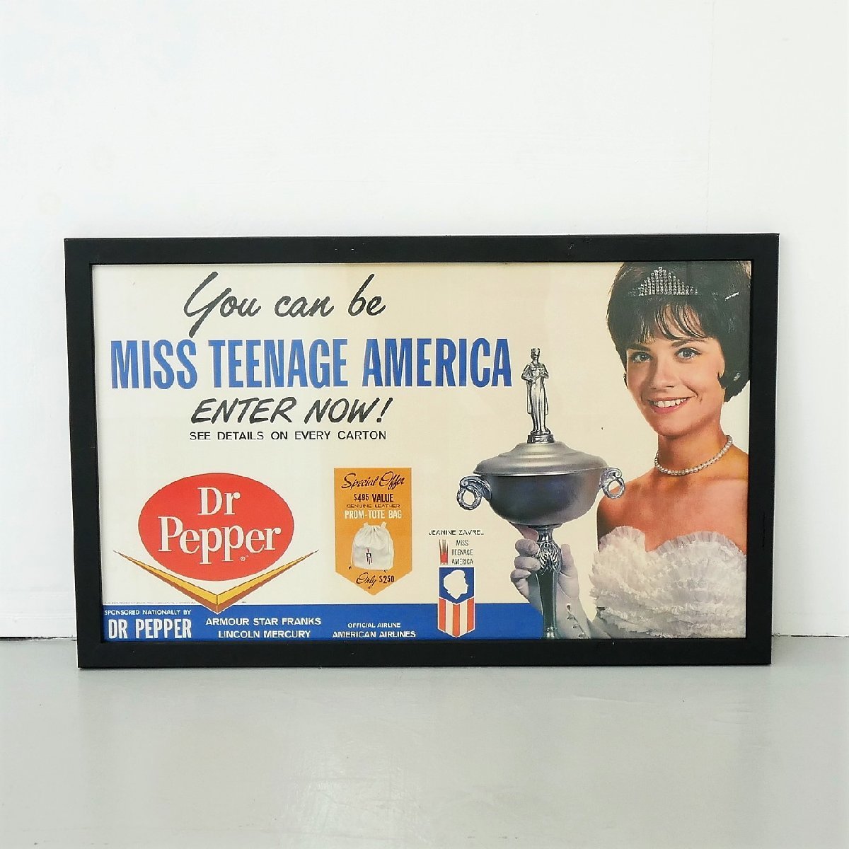 1964年 Dr Pepper ヴィンテージ ポスター額装【#5467】ドクターペッパー MISS TEENAGE AMERICA ミス ティーンエイジ アメリカ_画像1