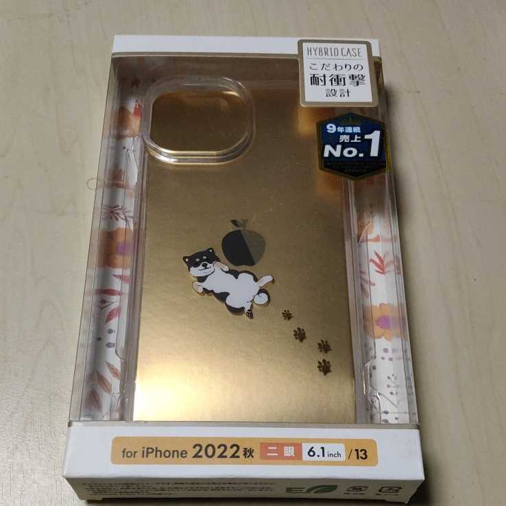 ◎ELECOM iPhone 14 用 ハイブリッドケース Appleテクスチャ 黒シバイヌ PM-A22ATSGDOG2_画像1