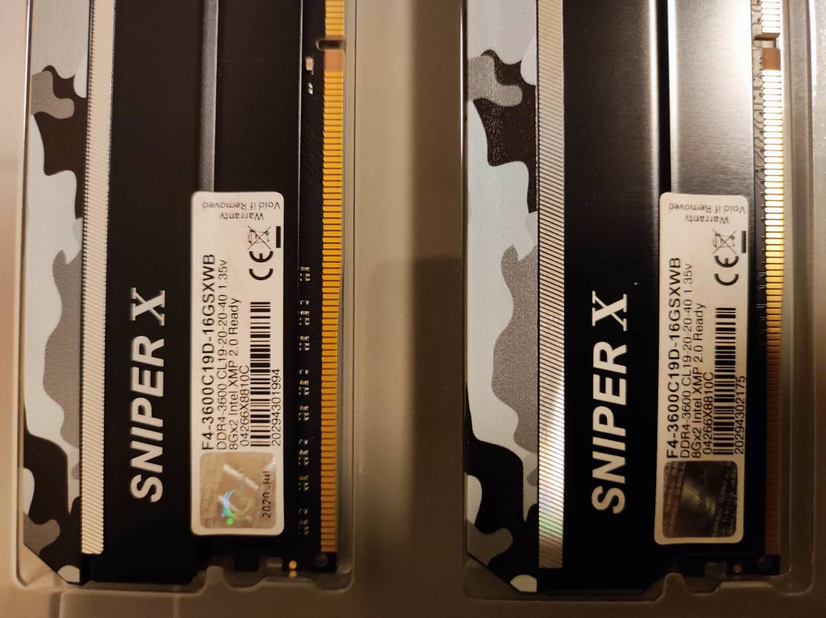 G.SKILL SNIPER X F4-3600C19D-16GSXWB(DDR4-3600 8GB×4枚組　計32GB）_画像3