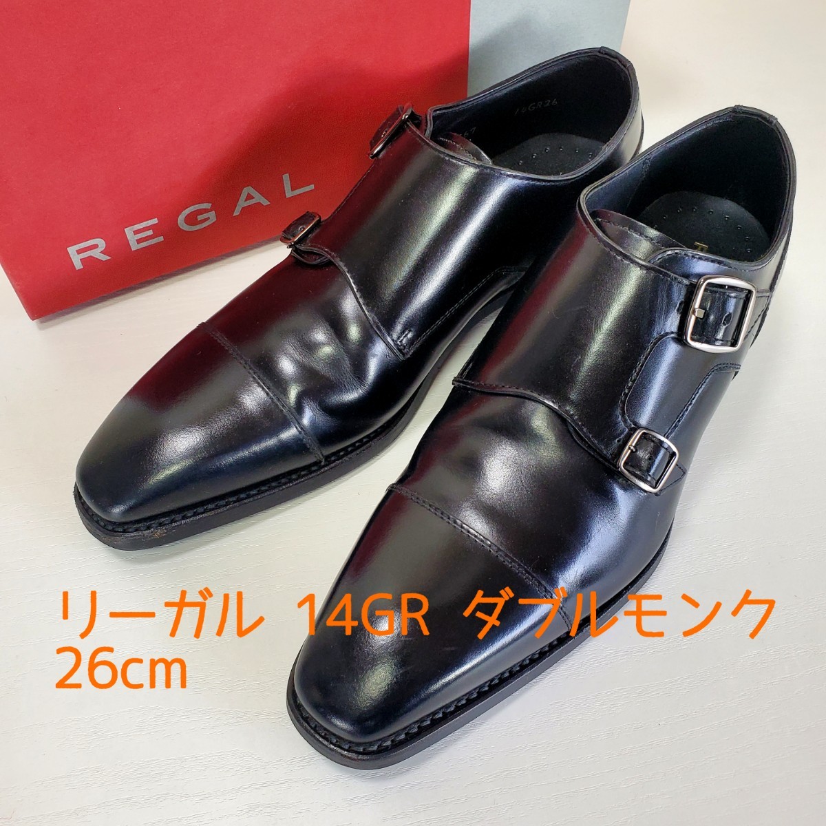 美品 REGAL リーガル 14GR 牛革レザー ダブルモンク ビジネス 美品 REGAL リーガル 14GR 牛革レザー ダブルモンク ビジネス