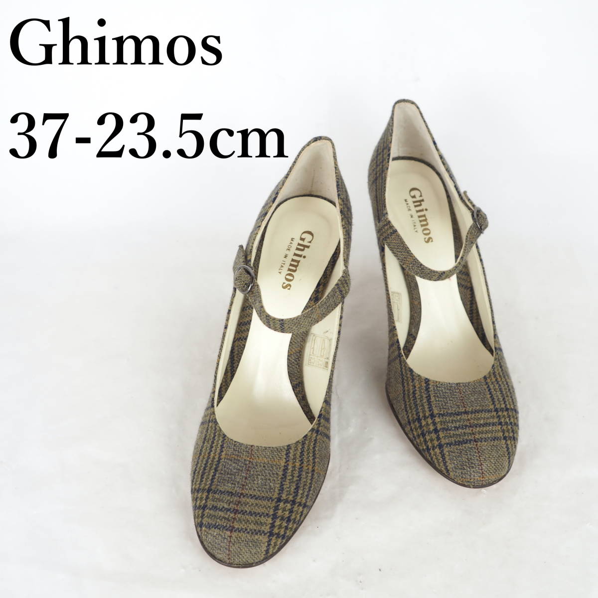 MK3822*Ghimos*ジーモス*レディースパンプス*37-23.5cm*グレー系タータンチェック*_画像1