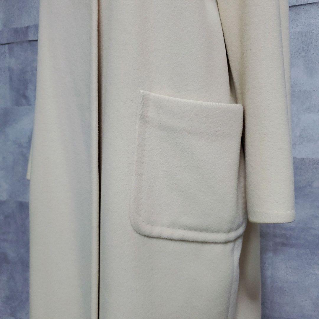 L マックスマーラ ロング カシミア ウール チェスター コート 最高級 白タグ 大きいサイズ MaxMara ホワイトベージュ カシミヤ 羊毛_画像4