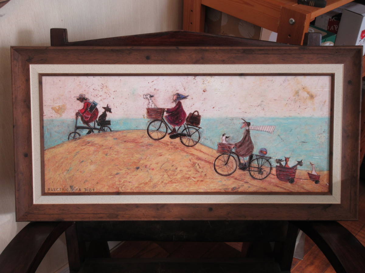 ... picture * Sam tofto art frame [ electric bike ride ]*[ animal &.. art ]< resin frame >