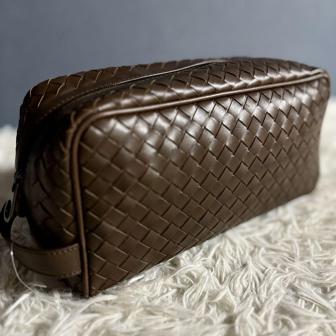 【未使用級】ボッテガヴェネタ bottega veneta セカンドバッグ クラッチバッグ ハンドバッグ イントレチャート 本革レザー ダークブラウン _画像1