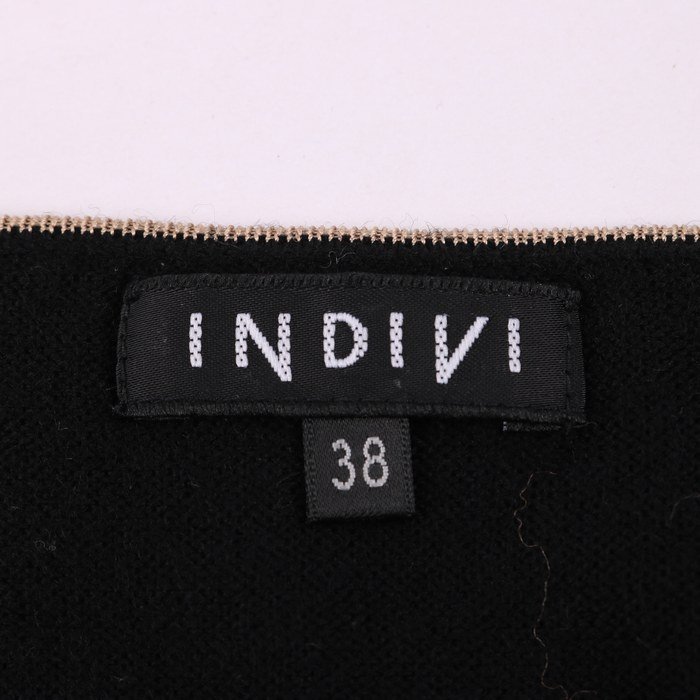 インディヴィ ニット セーター 7分袖 ウール100% トップス 黒 レディース 38サイズ ブラック INDIVI_画像3