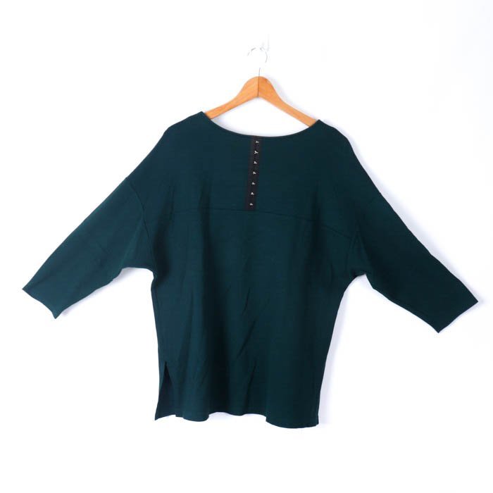  Indivi футболка cut and sewn 7 минут рукав большой размер стрейч tops сделано в Японии женский 15 размер зеленый INDIVI
