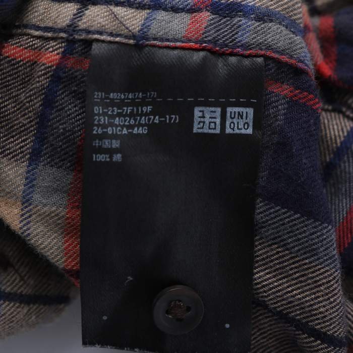 ユニクロ 長袖シャツ フランネルシャツ チェック柄 レディース Mサイズ ネイビー UNIQLO_画像5