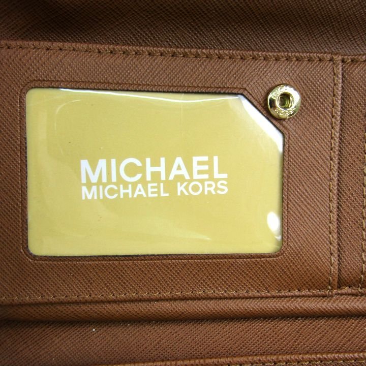 マイケルコース 長財布 レザー 三つ折り ロングウォレット 小銭入れあり ブランド レディース ブラウン Michael Kors_画像3