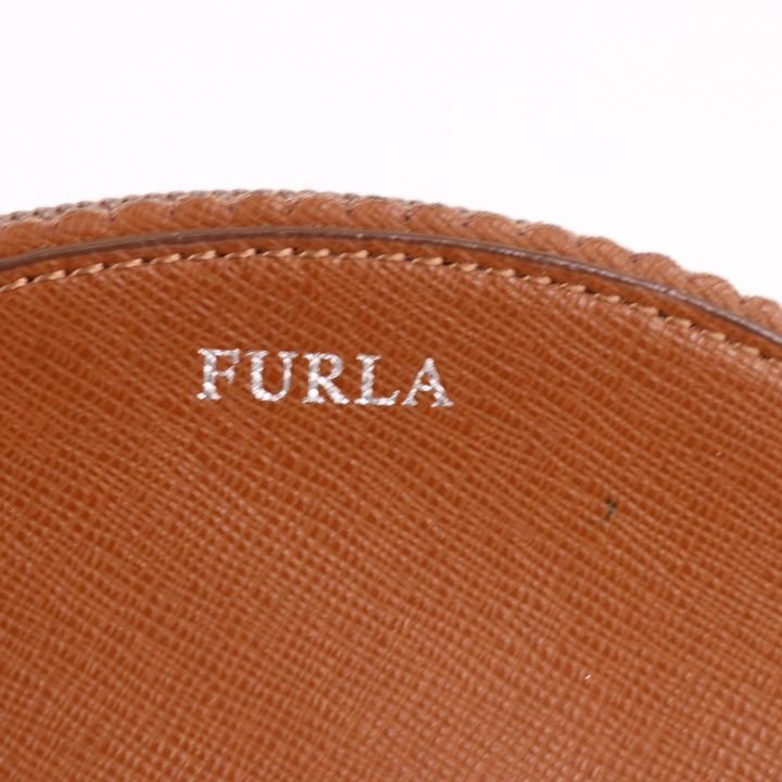  Furla сумка натуральная кожа раунд застежка-молния бардачок бренд мелкие вещи женский Brown Furla