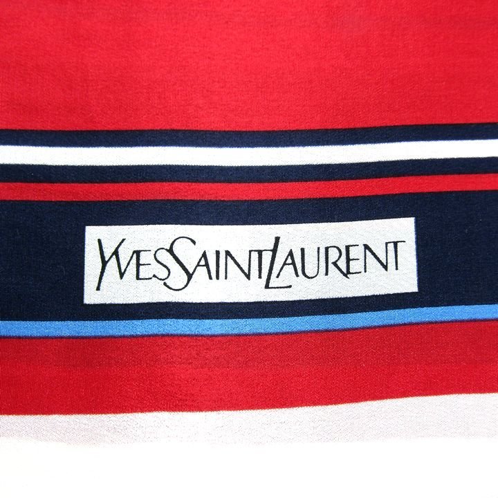 イヴ・サンローラン スカーフ マルチボーダー シルク 正方形 ブランド 小物 箱難有 レディース レッド YVES SAINT LAURENT_画像2