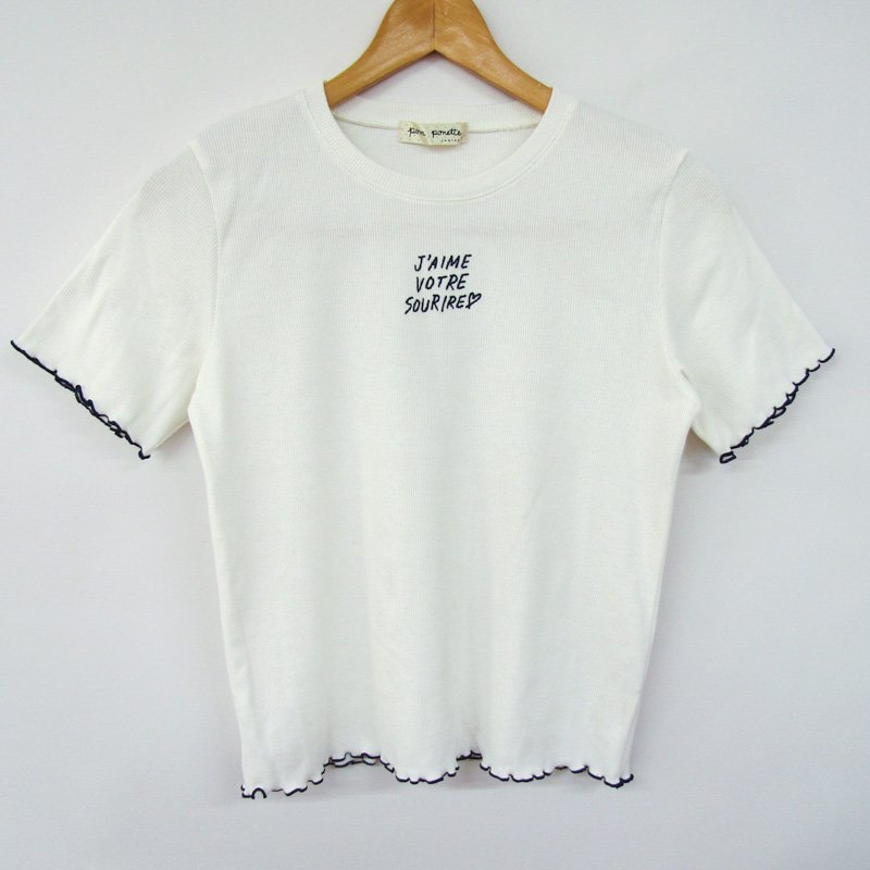 ポンポネット 半袖Tシャツ リブ素材 トップス キッズ 女の子用 L(160)サイズ ホワイト pom ponette_画像1