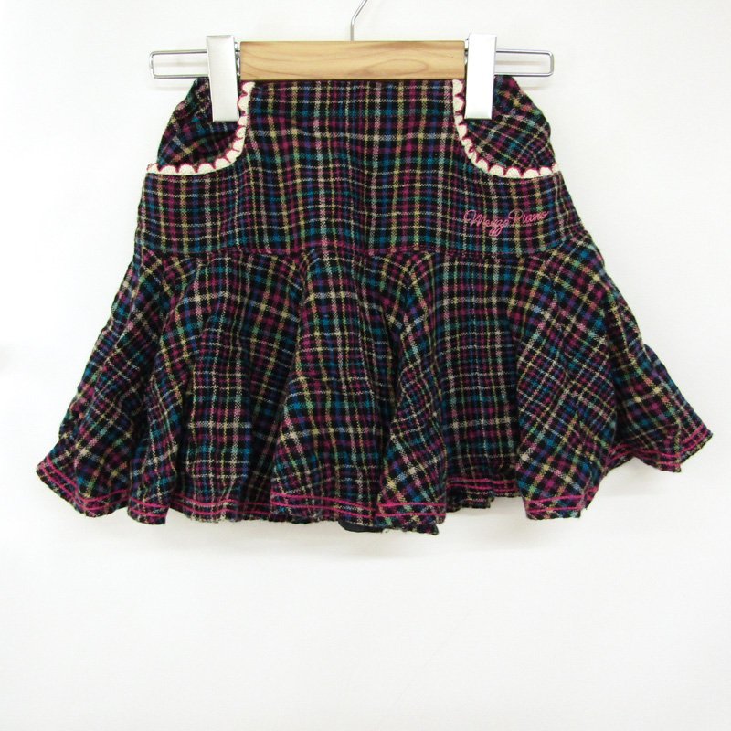  Mezzo Piano flair skirt check pattern bottoms Kids for girl 140 size black mezzo piano