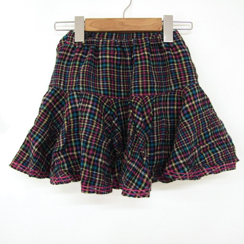  Mezzo Piano flair skirt check pattern bottoms Kids for girl 140 size black mezzo piano