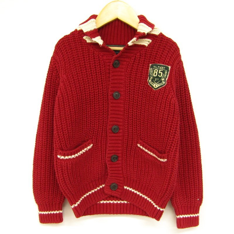 トミーヒルフィガー ニットジャケット カーディガン キッズ 男の子用 5サイズ レッド TOMMY HILFIGER_画像1