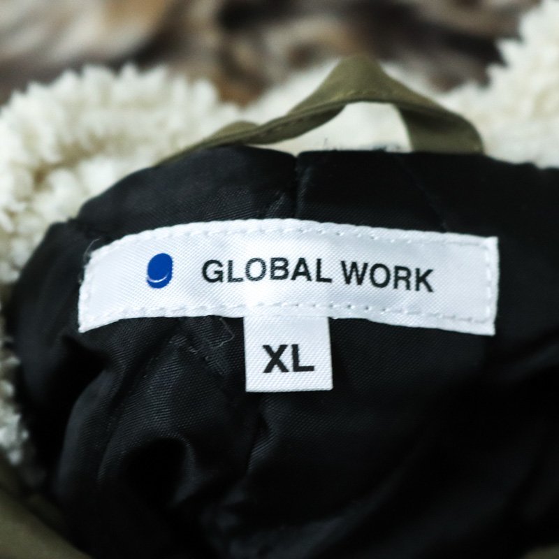 グローバルワーク モッズコート ロングコート ファー付き アウター キッズ 男の子用 XLサイズ カーキ GLOBAL WORK_画像3