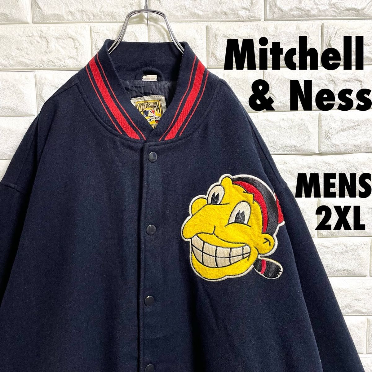 激レア　Mitchell & Ness インディアンス　スタジャン　2XLサイズ